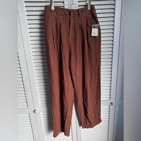 Free People Calla pleated trousers in doe eyes, size 8 - Picture 3 of 5